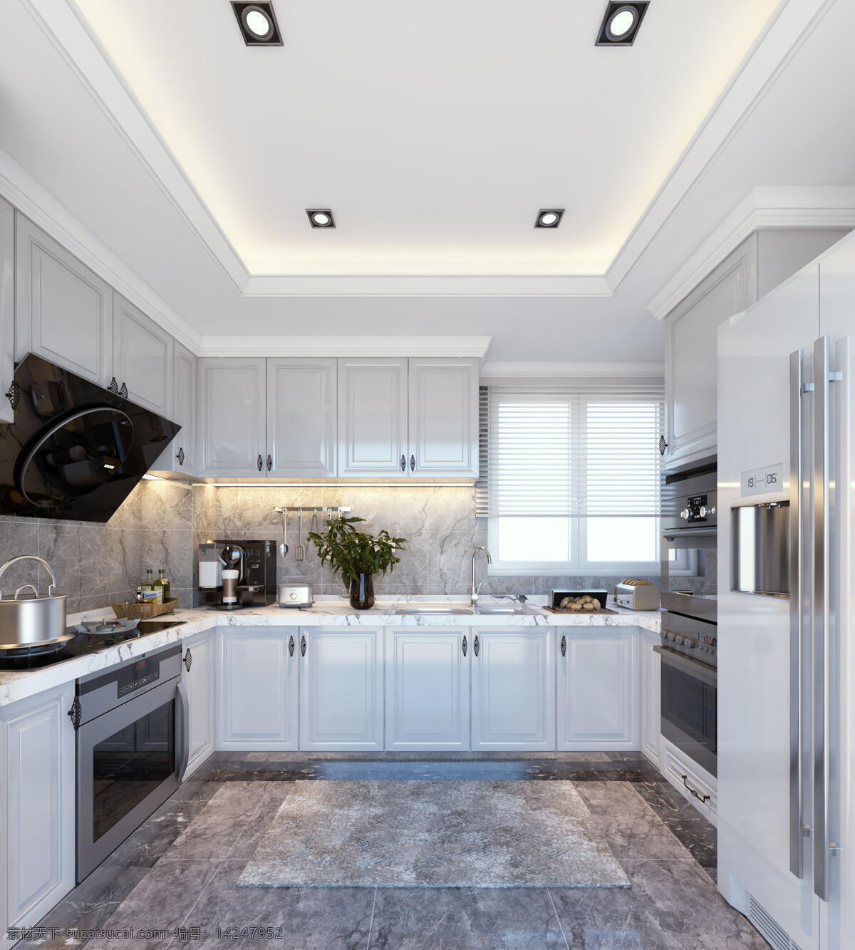 现代厨房组合 现代厨房 橱柜 厨具 家具 装饰摆件 3d设计 3d作品