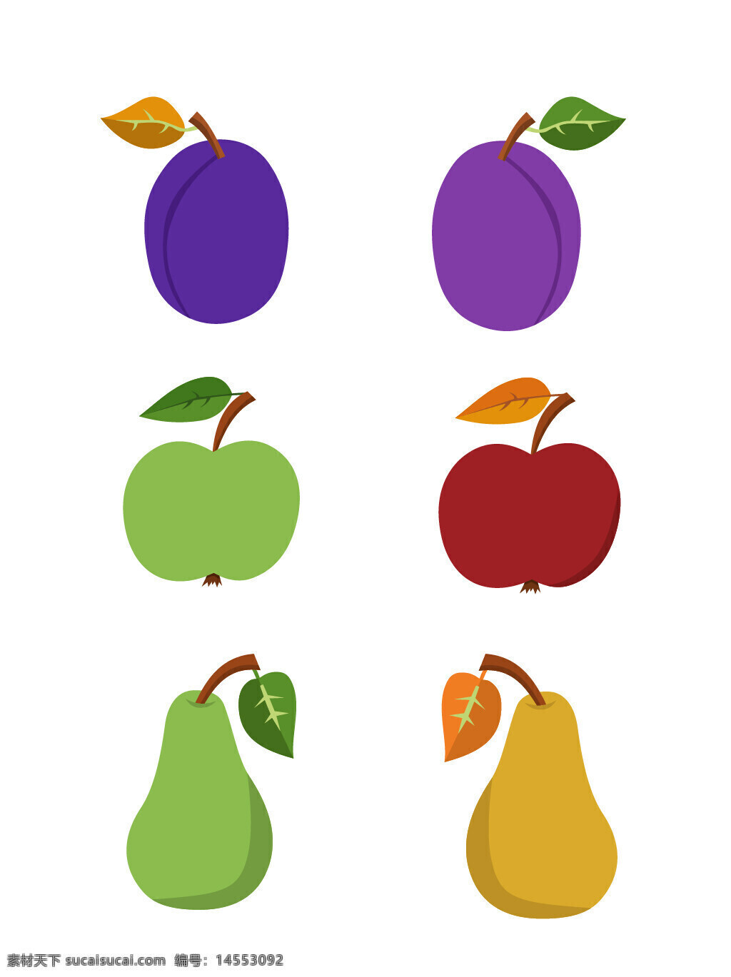西梅 苹果 梨子 水果 瓜果 食物 手绘水果 矢量水果 手绘素材 矢量素材 新鲜水果 植物