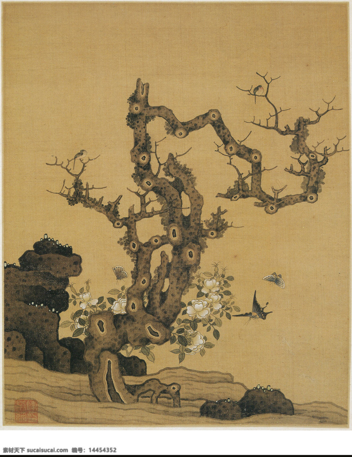 陈洪绶陈洪绶 花鸟精品册 中国 经典 名画 长卷 珍藏版 传世 收藏 明 陈洪绶 月季 蝴蝶 工笔画 绘画书法 文化艺术