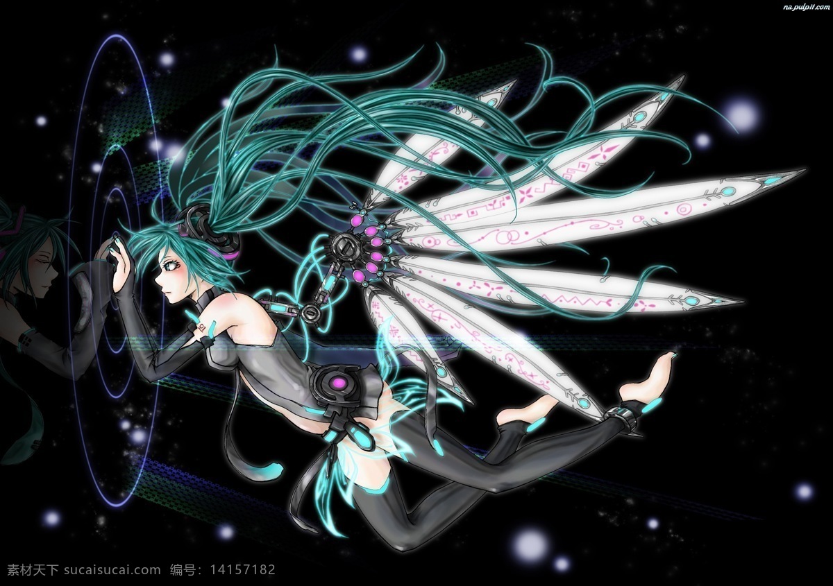 miku 壁纸 翅膀 初音未来 动漫壁纸 动漫动画 动漫美女 动漫人物 初音设计素材 初音模板下载 初音 vocaloid hatsune 梦幻 手绘美女 美少女 美女 高清壁纸 美女壁纸 psd源文件