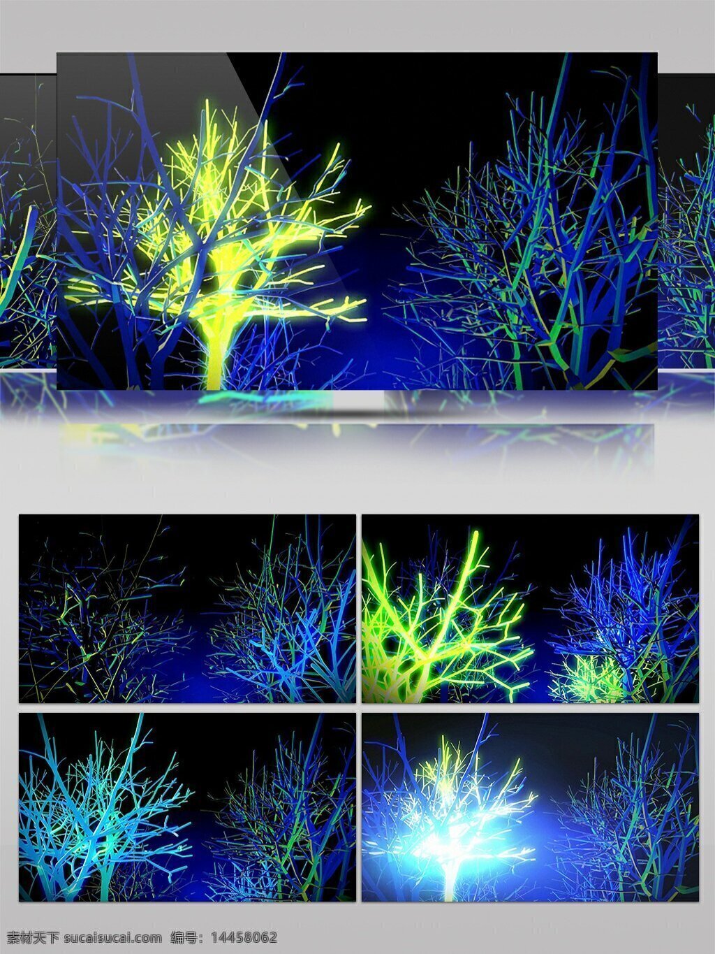梦幻 荧光 大树 动感 特效 视频 动态视频素材 高清视频素材 海底 视频素材 植物