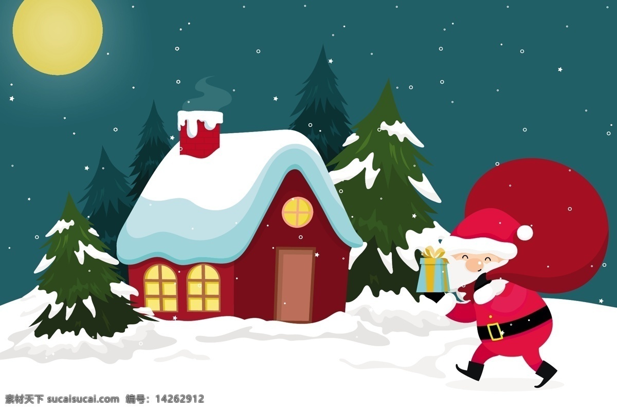 卡通圣诞节 圣诞 圣诞老人 雪人 礼物 礼盒 圣诞快乐 节日 新年 圣诞节 卡通设计