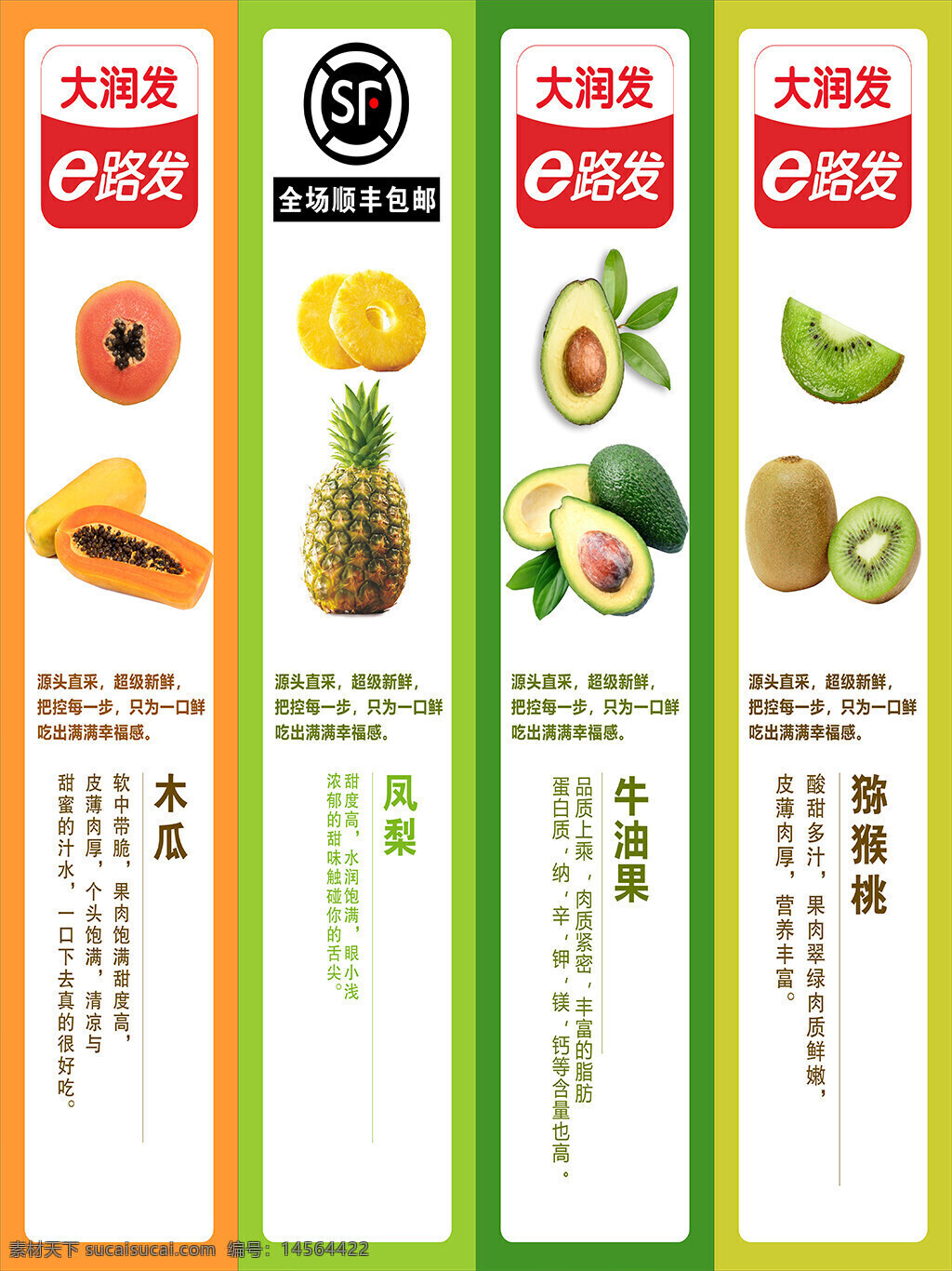 木瓜 凤梨 牛油果 猕猴桃 超市区包柱