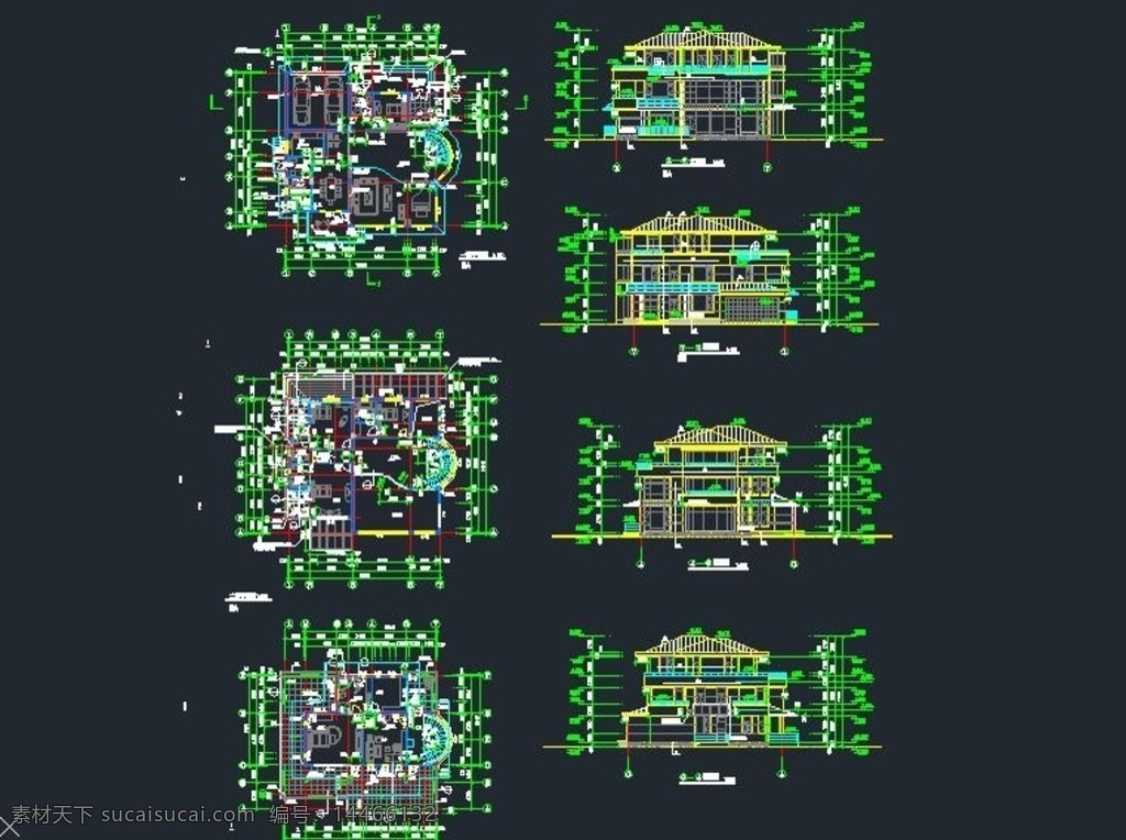 三 层 经典 别墅 样板 别墅效果图 房屋 cad 图纸 建筑 cda 建筑效果图 新农村效果图 民房效果图 cad图纸 效果图 建筑图纸 房屋效果图 环境设计 建筑设计 dwg