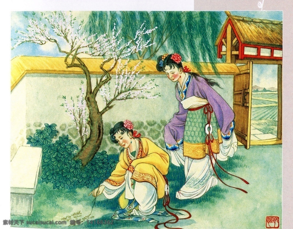 人面桃花 组图 八 张树德 年画 中国画 连环画 绘画书法 文化艺术