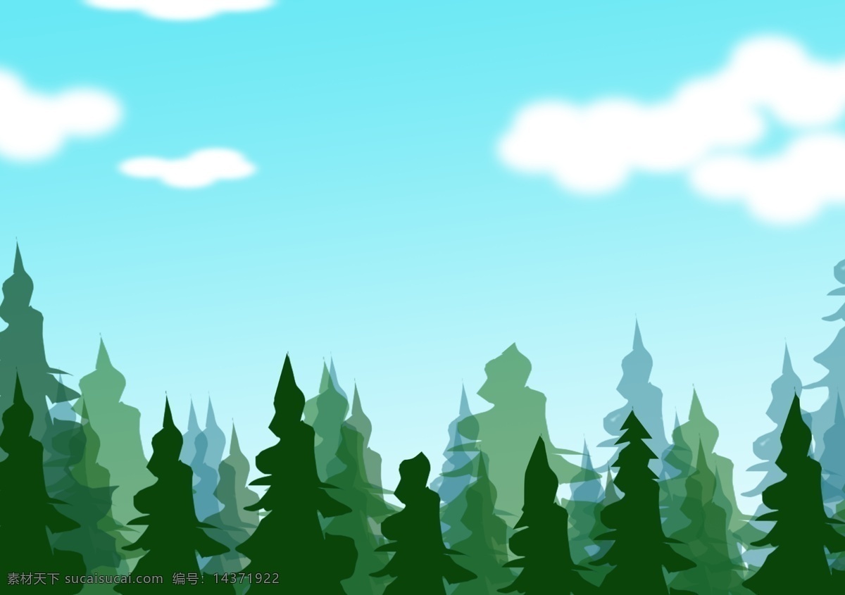 夏季 绿色 森林 卡通 装饰 元素 底纹元素 植物元素 风景 天空 蓝天 白云 木头 木材 植物 树木 绿色元素 绿色素材 森林元素 装饰画 装饰元素 海报元素 展架素材 云 云朵 浮云 蓝天素材
