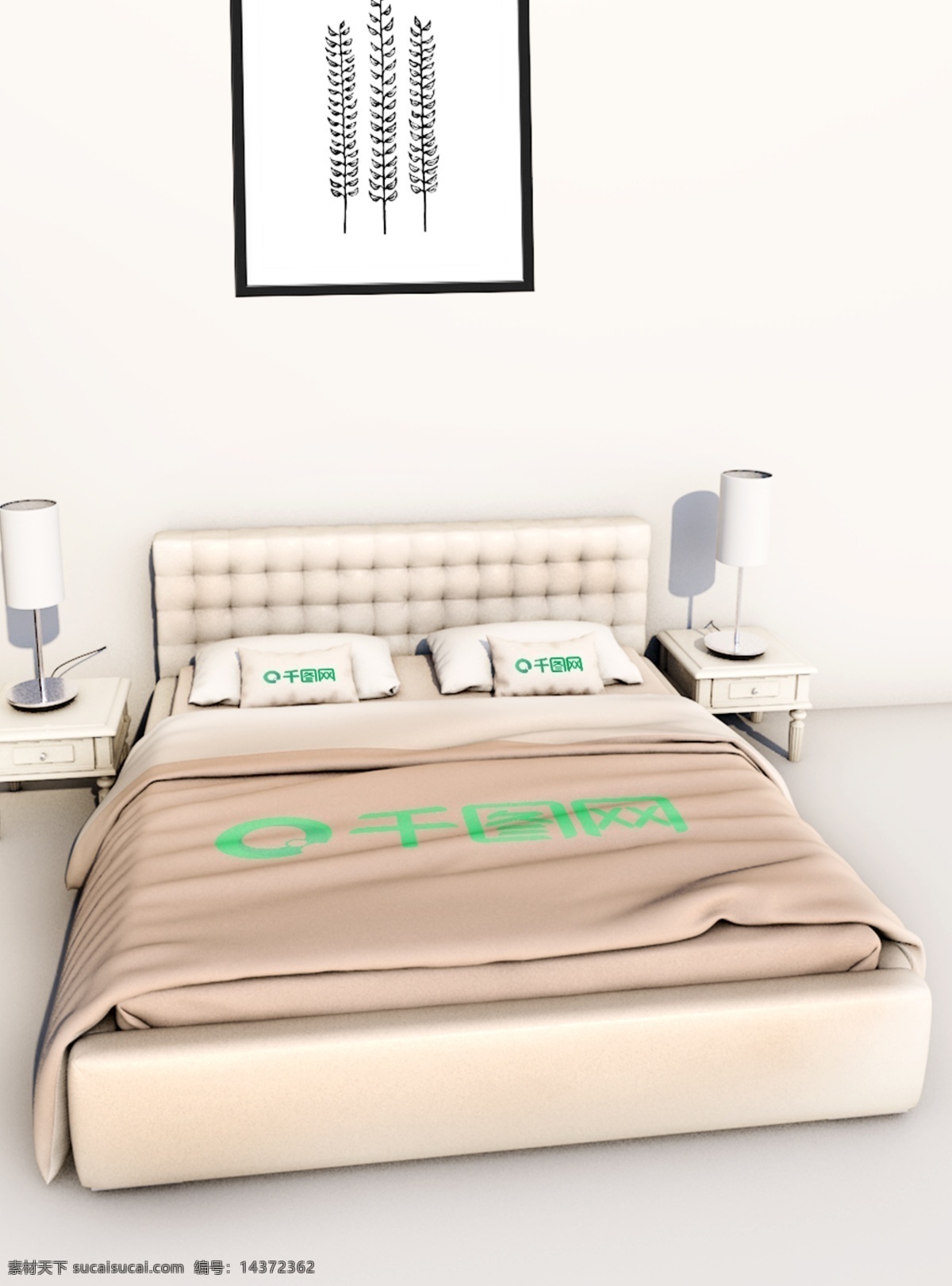 原创 c4d 整套 床上用品 被子 头枕 枕头 样机 被子样机 靠枕样机 床上用品样机 卧室床 其他样机