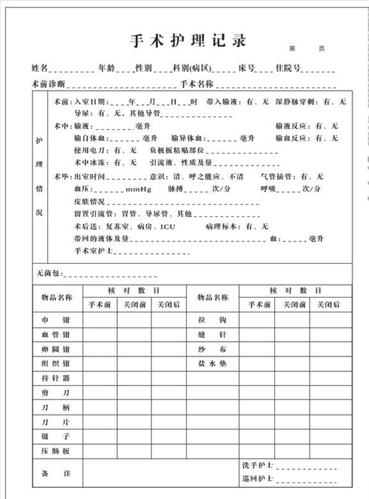 手术护理记录 手术记录 护理记录 医院手术记录 医院护理记录 保健院护理 保健院手术 医院