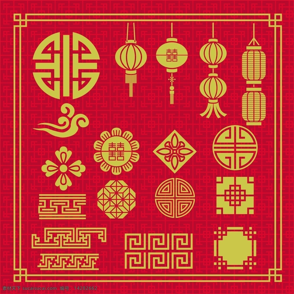 中国元素包 图标 饰品 形状 中国 装饰 元素 东方 文化 包装 装饰元素 红色