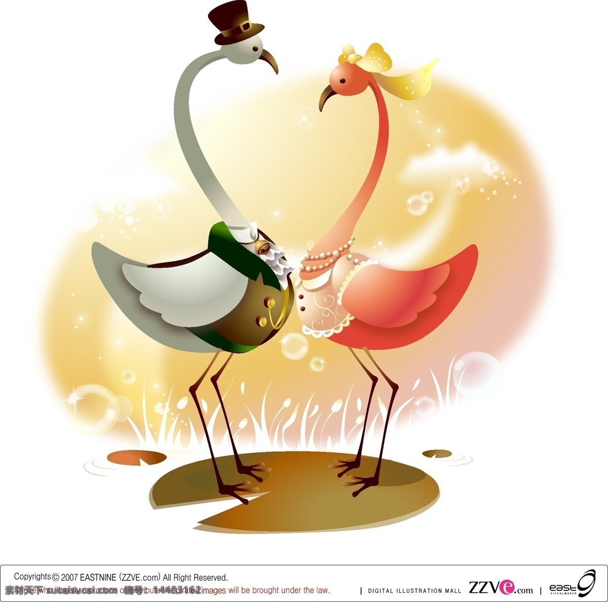 爱情 天鹅 插画 动物 童话 矢量图 其他矢量图