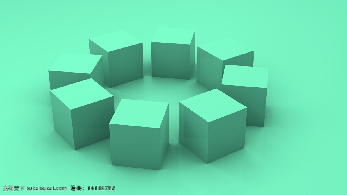 创意 立方体 组合 立体几何 几何体 绿色几何体 空间艺术 3d模型 3d设计