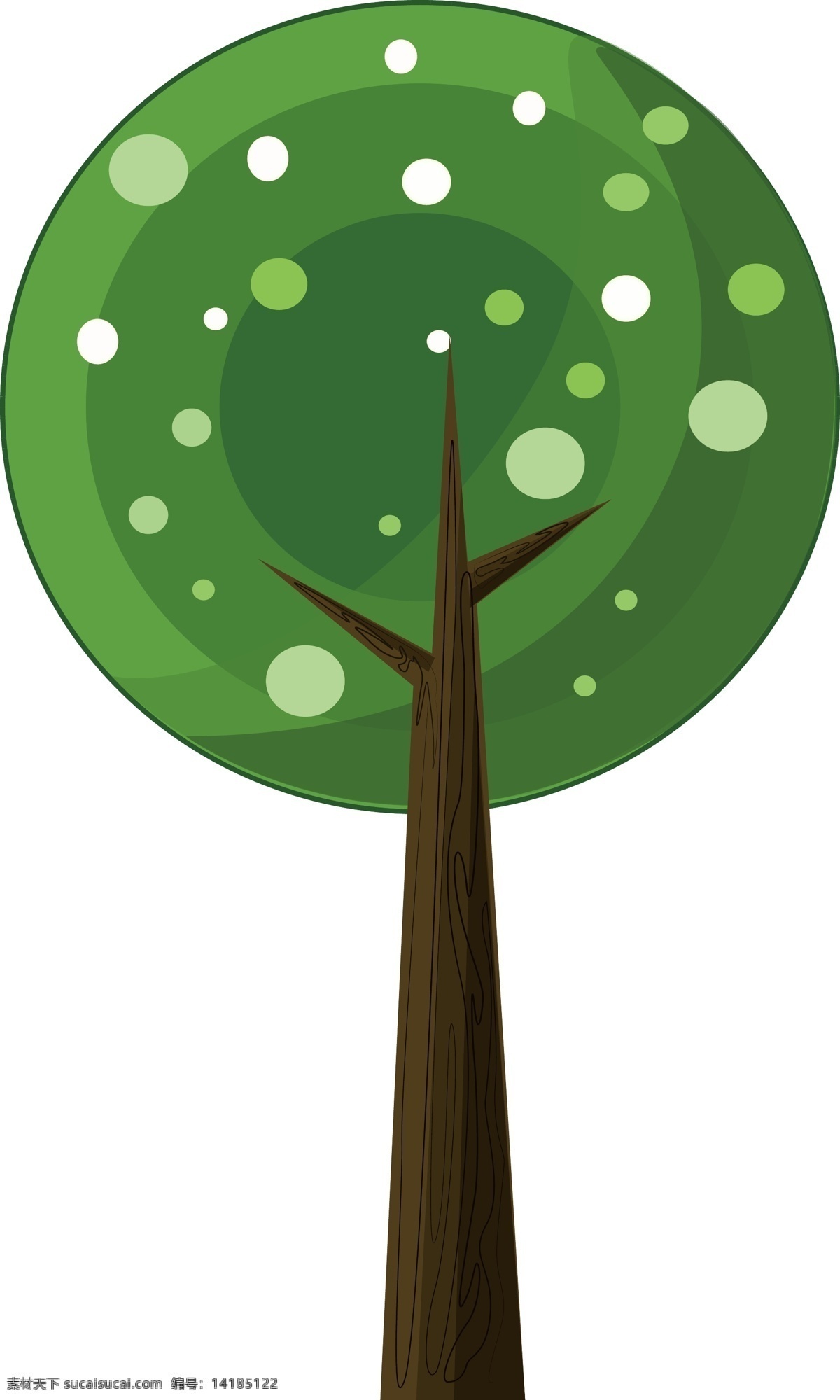 唯美 创意 大树 插画 唯美的植物 卡通植物插画 创意树木 圆形绿色树叶 植物插画 精美的大树
