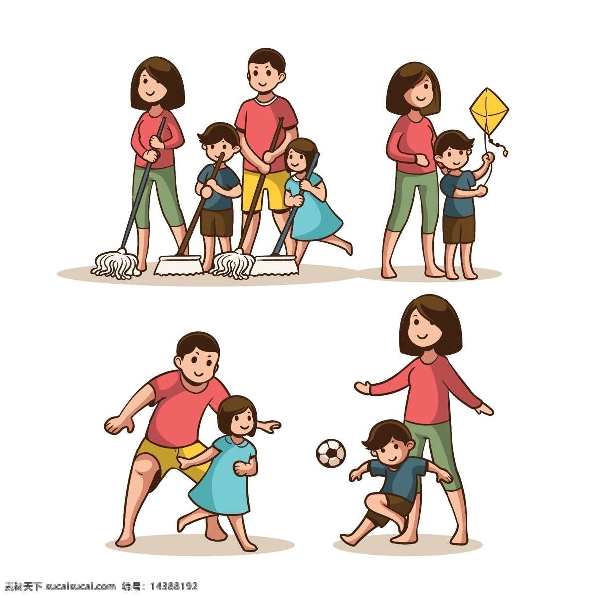 父母孩子 家庭 全家福 爸爸妈妈 卡通人物形象 矢量图素材 ai素材 卡通设计