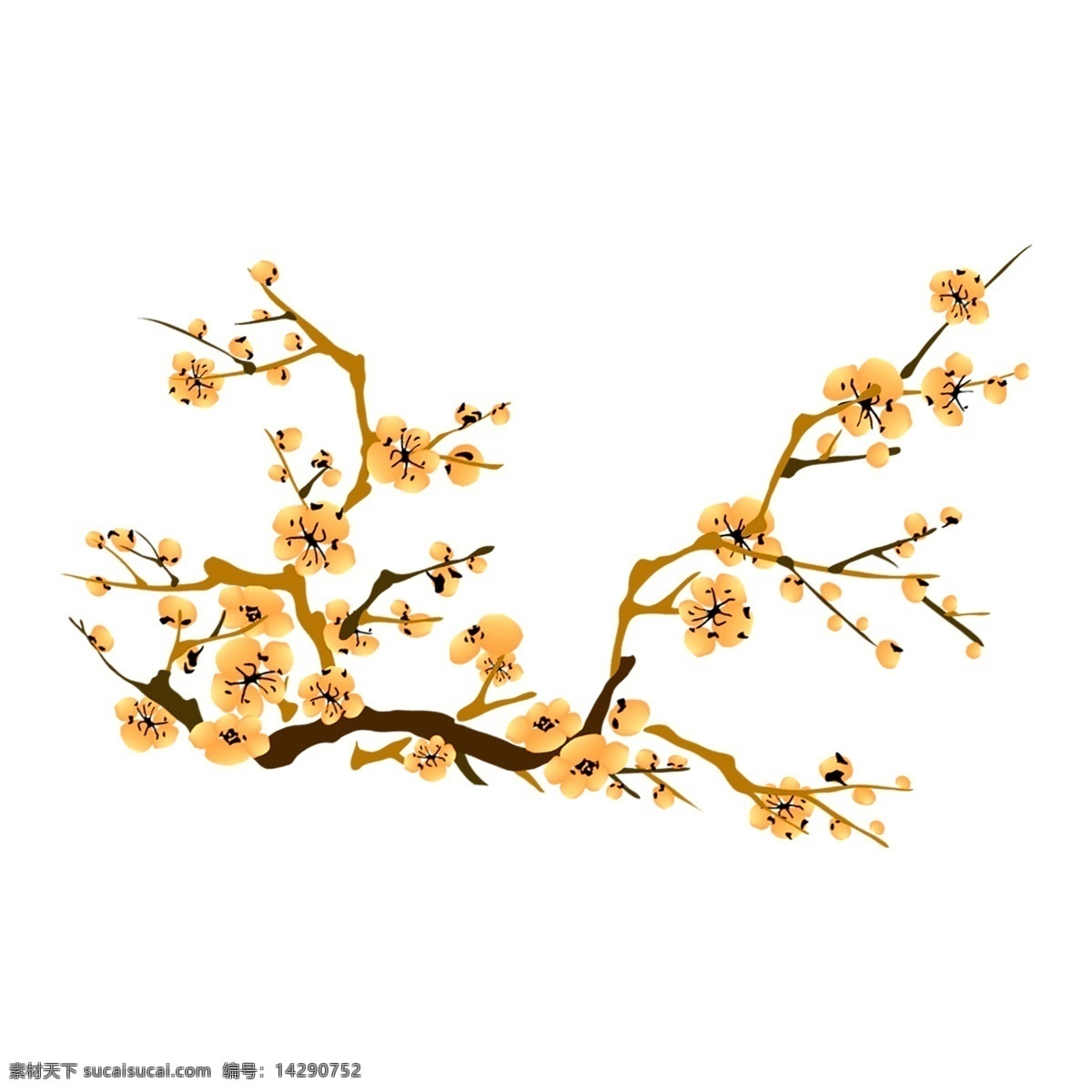 中国 风 装饰 花枝 透明 中国风 唯美 水彩 装饰图案 免扣素材 透明素材