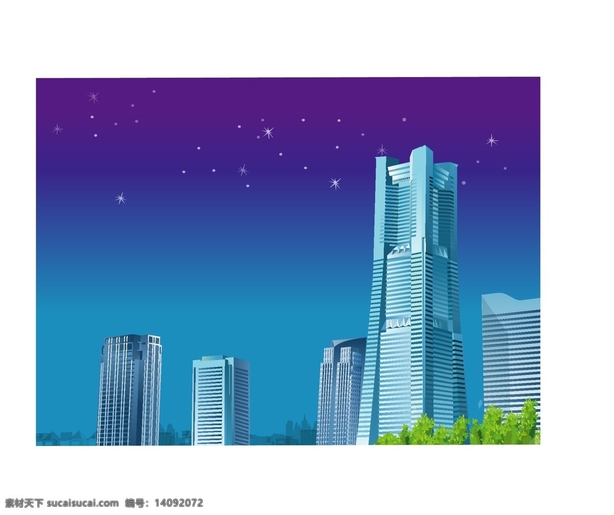 款 格式 城市 夜景 矢量 矢量建筑 矢量城市 都市 建筑物 高楼大厦 星空 风景 矢量图 蓝色