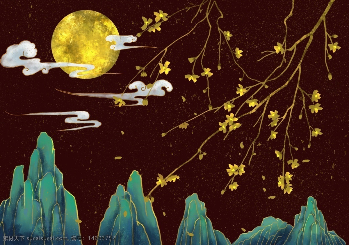 夜景 中国 风 烫金 烫金中国风 烫金背景 烫金插画 月亮 青山绿水 落叶 树枝 烫金线条 创意中国插画 中国元素 传统文化背景 中国风 中式素材 金色中国花 中国风背景 金色荷花 金色荷叶 创意烫金 舞台背景 晚会背景 会议背景 古典 古典背景 中国风展板 背景墙 中国风素材 中国风底图 中国风模版 装饰画 分层
