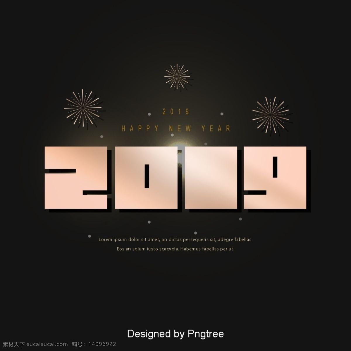 黑色 金色 新年 三个 极 简 主义 风格 2019 字体 金 闪 火焰 广告 祝你新年快乐 点 光 奢侈品行业 极简主义黑色 香槟金